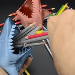 2.gif Файл STL Shark pensil holder・Дизайн 3D-печати для загрузки3D