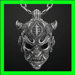 Sequence-01.gif Fichier STL Hannya Oni Deamon Skull Talisman Neckless Mask・Design imprimable en 3D à télécharger, techbossreviewsblog