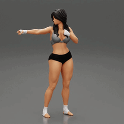 ezgif.com-gif-maker-50.gif 3D file fighting woman posing said you are next 3D Print Model・3D printing template to download, 3DGeshaft
