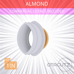 Almond~1in.gif Fichier STL Emporte-pièce en forme d'amande 1in / 2.5cm・Design à télécharger et à imprimer en 3D