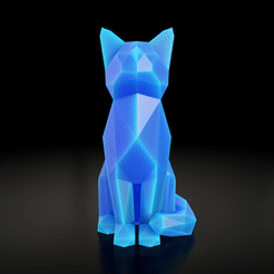 catフィギュア.gif STL file Low Poly Cat・3D printable model to download