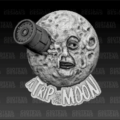 tRIP.gif Télécharger fichier STL Un voyage sur la Lune V1 Magnet (Le Voyage dans la Lune / Georges Méliès 1902) • Objet à imprimer en 3D, GioteyaDesigns