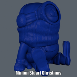 Minion Stuart Christmas.gif Файл STL Minion Stuart Christmas (Easy print no support)・3D модель для печати скачать, Alsamen