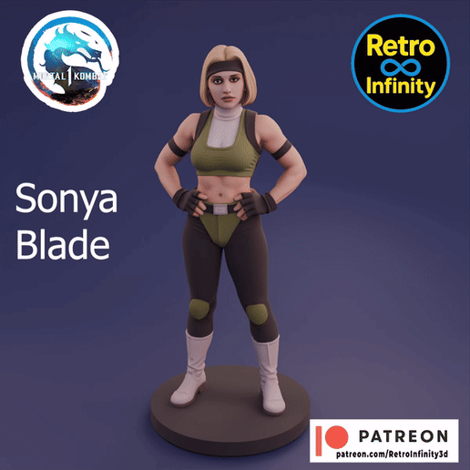 Sonya Blade - Mortal Kombat 1 3D figure Retro Infinity style (100mm) : vinyl collectible - 3D model önizlemesi