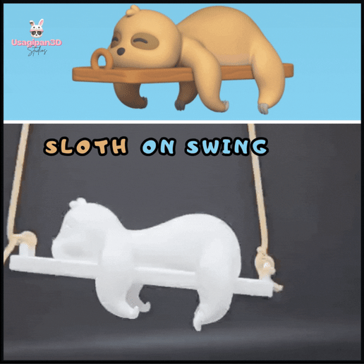 🦥 Sloth on Swing・ 3D File for 3D printing・Cults