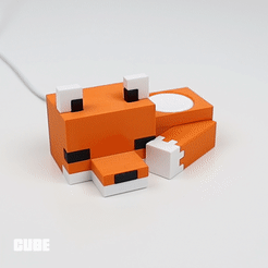 GIF-SLEEPING-FOX.gif STL file MINECRAFT FOX APPLE WATCH STAND・3D printing model to download