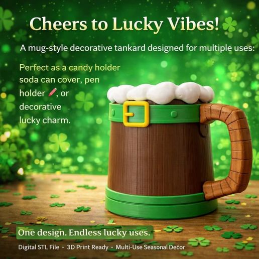 Video-sin-titulo---Hecho-con-Clipchamp.mp4 Beer Stein STL File for 3D Printing – St. Patrick’s Day Mug Style Tankard, Candy Holder & Decorative Beer Stein