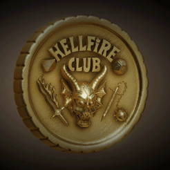 73097B89-7E62-4D76-9D6B-947640948256.gif STL file The Hellfire Club Coin - Stranger Things・3D printable design to download, ScaleMotor