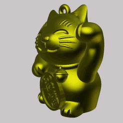 0001-0160.gif Archivo STL Gato de la suerte - maneki neko , llavero - colgante - pendiente・Objeto de impresión 3D para descargar