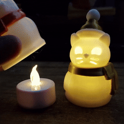 ezgif.com-gif-maker-38.gif STL file snowcat / snowdog christmas lamp and sphere・3D printing idea to download
