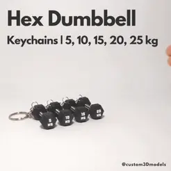 Hexagonal Dumbell.gif Llavero mancuernas hexagonales | Hexagonal Dumbbell Keychain | 5, 10, 15, 20 y 25 kg