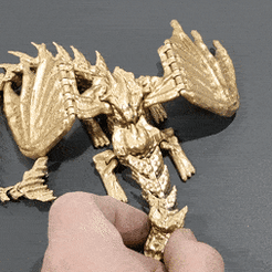 Dragon_Animated.gif STL file WINGED DRAGON ARTICULATING FLEXI WIGGLE PET, PRINT IN PLACE・3D printing model to download