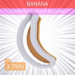Banana~3.75in.gif Archivo 3D Cortador de galletas de plátano 3.75in / 9.5cm・Plan imprimible en 3D para descargar
