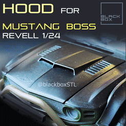 HOOD ror = MUSTANG BOSS REVELL V/e4 ~ STL file CUSTOM HOOD FOR MUSTANG BOSS 1970 REVELL 1-24TH・Design to download and 3D print, BlackBox