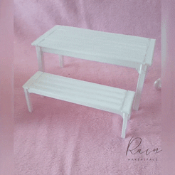 Thalia-Dining-Bench,-Pottery-Barn.gif STL file Miniature Thalia Dining Bench and Table, Pottery Barn-Inspired FOR 1:12 DOLLHOUSE・3D print design to download, RAIN