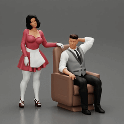 ezgif.com-gif-maker-15.gif 3D file 2 Models - businessman like Thomas Shelby sitting with Stewardess in maid clothes Posing in the first-class cabin of an airplane・3D printable model to download