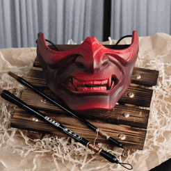 ghost_of_tsushima_Mask2.gif 3D file Ghost of Tsushima Mask for Cosplay・3D printable model to download, 3DPrintModelStoreSS