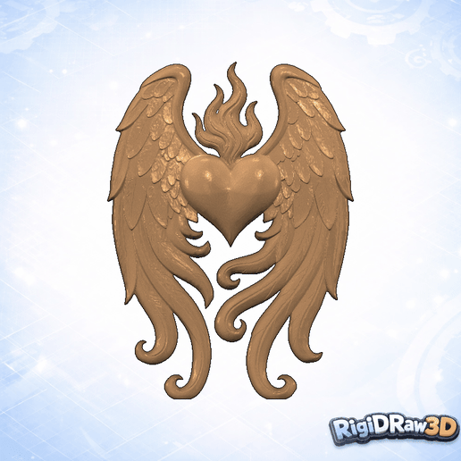 Flaming Sacred Heart With Wings – RDW3D-1D8KK