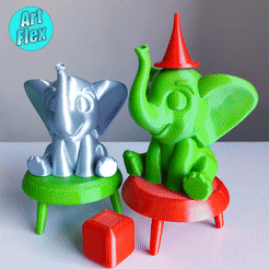 Elephants_00.gif Fichier STL Adorable imprimé en place Frère Sœur Éléphant Jouets・Plan pour imprimante 3D à télécharger