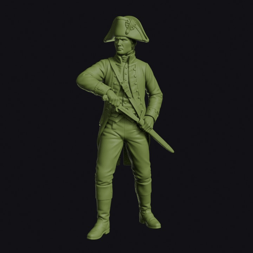 British Royal Navy Midshipman with a Dirk Drawn in Round Jacket and Hat