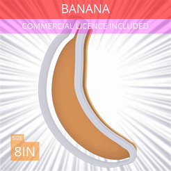 Banana~8in.gif Archivo 3D Cortador de galletas de plátano 20,3 cm・Modelo de impresión 3D para descargar