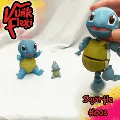 Squirtle01.gif Pokemon Squirtle MultiColor Flexi Print-In-Place + figure & keychain
