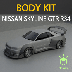 01.gif Download STL file NISSAN SKYLINE GTR R34 BODY KIT - 17NOV-01 • 3D printer design, Pixel3D