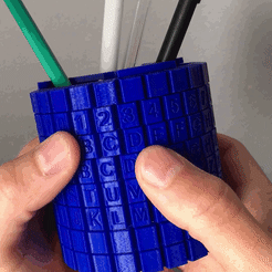 pencil_pot_2.gif Fichier STL Pot à crayons - Message secret・Idée pour impression 3D à télécharger