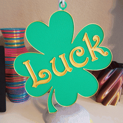 Clover-Luck-Hanging-Sign-Slideshow.gif Télécharger fichier STL 🍀 Panneau suspendu trèfle porte-bonheur 🍀 • Modèle imprimable en 3D, abbymath