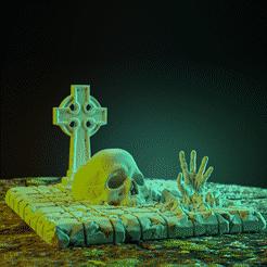视频.gif STL-Datei 3D-gedruckte Halloween-Skelett-Ketten-Szene - gruselige Dekoration・Modell zum Herunterladen und 3D-Drucken