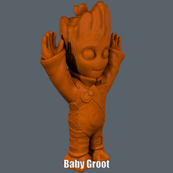 Baby Groot.gif Download STL file Baby Groot Jumpsuit (Easy print no support) • 3D print model, Alsamen