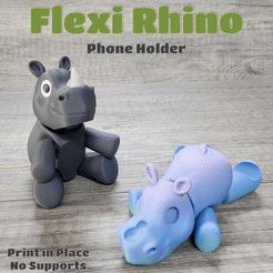 Rhino-0.gif Cute flexi Rhino Phone Holder - Print in Place - No Supports