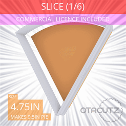 1-6_Of_Pie~4.75in.gif 3D file Slice (1∕6) of Pie Cookie Cutter 4.75in / 12.1cm・3D printing idea to download