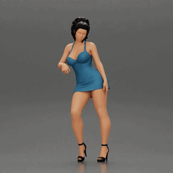 ezgif.com-gif-maker-37.gif Archivo 3D Sexy chica en mini vestido Apoyado contra el coche en la playa・Objeto para impresora 3D para descargar
