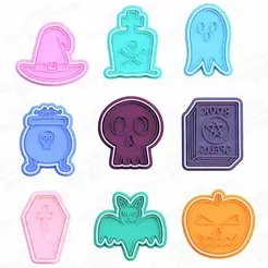 ggb1ce76a195.gif 3D file Halloween elements cookie cutter set of 9・3D printable design to download, roxengames