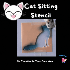 Cat-Sitting-Stencil.gif STL file Cat Sitting Stencil・3D printing template to download, 112bluelake