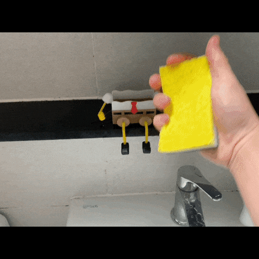 gif.gif STL file Sponge Holder(Spongebob shaped) Kitchen sink suction holder for sponge・3D print design to download, baekgongbang
