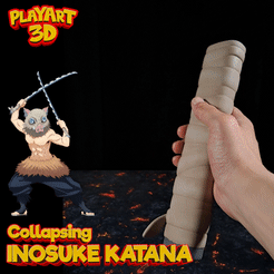 INOSUKEGIFF.gif 3D file COLLAPSING KATANA - INOSUKE - DEMON SLAYER - (PRINT IN PLACE + ASSEMBLY VERSION)・Model to download and 3D print