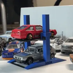 IMG_8845.gif STL file Hot Wheels & Matchbox Double Deck Stacker Parking Lift 1:64 Size・3D printing idea to download