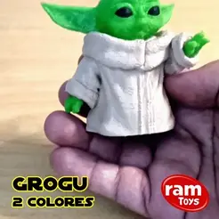 grogu_01.gif Archivo STL Grogu en 2 colores - Baby Yoda 2 materiales・Idea de impresión 3D para descargar