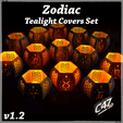 Zodiac si ed AY STL file Zodiac Tealight Covers - Full Set・3D printable model to download