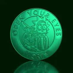 Boton-Rick-and-Morty-II.gif Flavor Dimension: Rick and Morty - 'Open Your Eyes Morty' Cup Holder and Button Set