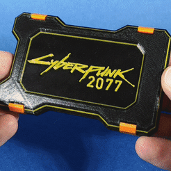 AnimationCP.gif Free STL file CARDHOLDER-WALLET (only back plate with logo Cyberpunk)・Object to download and to 3D print