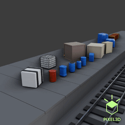 Cargo-PACK.gif Archivo STL ¡PAQUETE DE CARGA! Cajas, barriles y más!・Modelo para descargar e imprimir en 3D, Pixel3D
