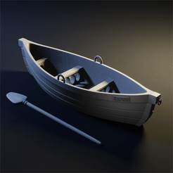 boat360.gif Файл STL Маленькая гребная лодка с веслом・Шаблон для загрузки и 3D-печати