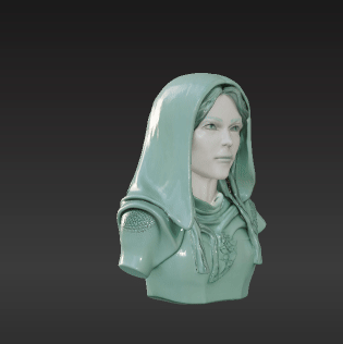 Fantasy Female Bust – Calm Expression & Cloak Detail STL Model 3D model