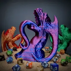 dragon-tower.gif Archivo STL Trofeo de montaje cabeza de dragón torre de dados・Plan para descargar y imprimir en 3D
