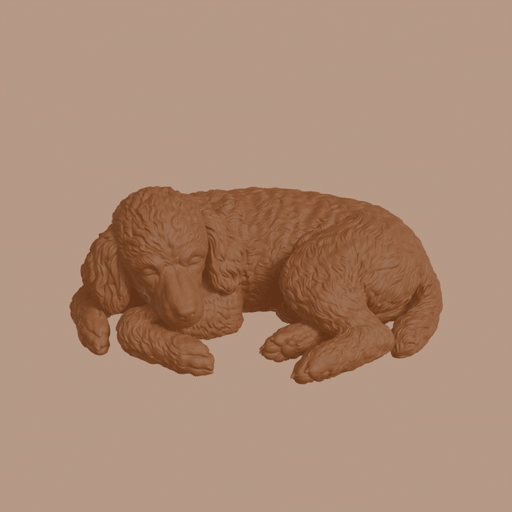 Sleeping Miniature Poodle Dog Figurine
