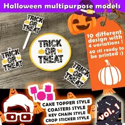 f01a-copertina.gif PACK OF 10 HALLOWEEN-THEMED MULTIPURPOSE MODELS VOL. 1 (CAKE TOPPER, COASTERS, KEY CHAIN, KEYCHAIN, PENDANT AND CROP STICKER STYLES FOR OTHER PURPOSES SUCH AS WALL ART, GARLAND , PENDANT, HANGING, FRIDGE MAGNET ETC) BY AM-MEDIA