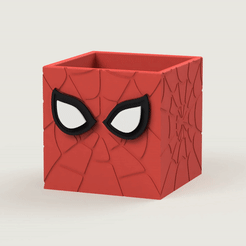 Spiderman.gif STL file Spiderman Desktop Pencil Holder | Spiderman Planter | Office & Home Decor・3D printable design to download